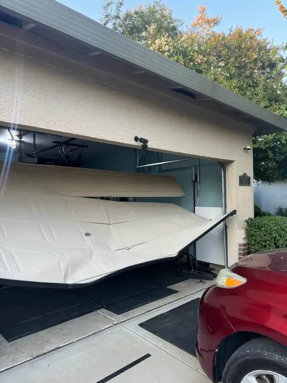 Bent door section after an impact